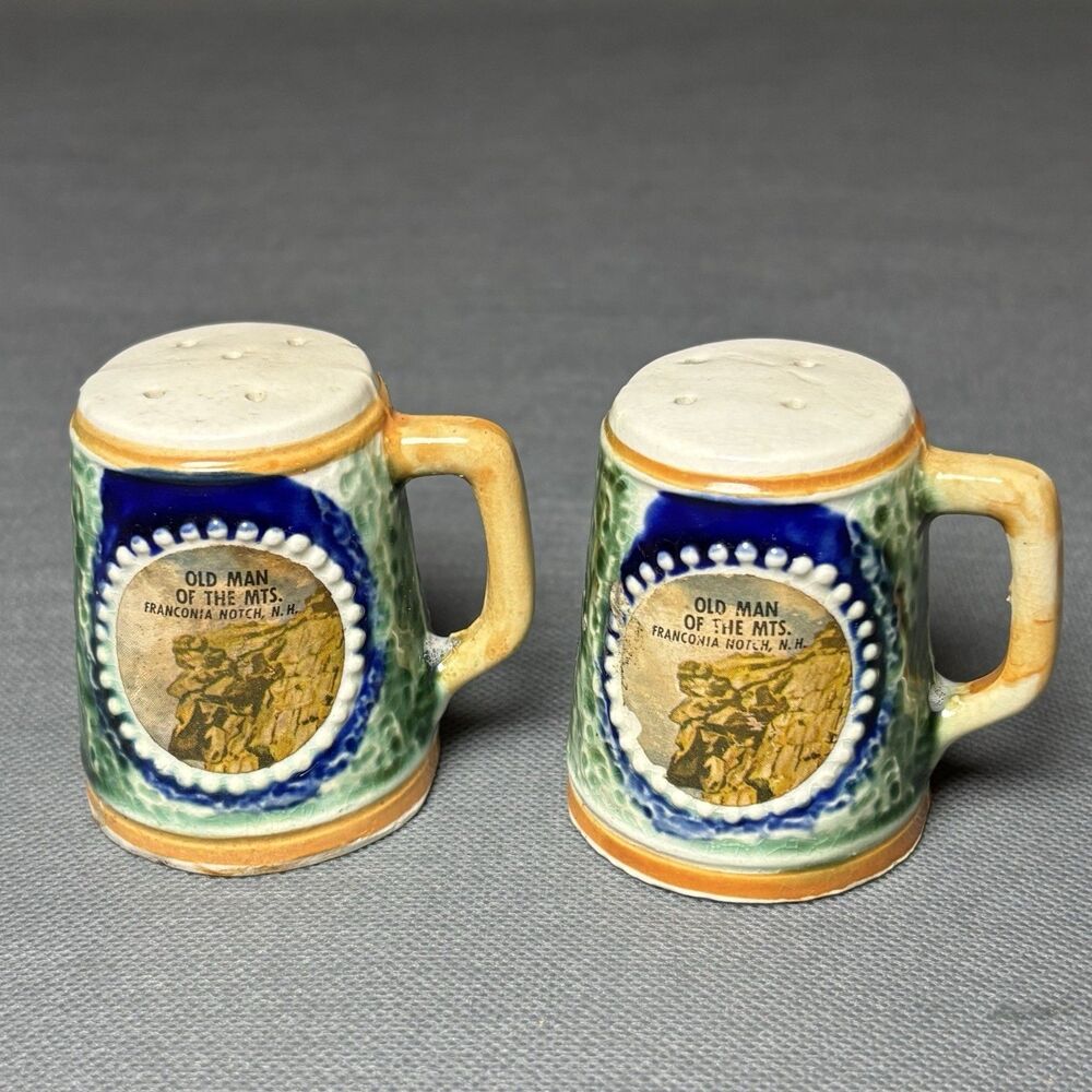 Vintage German Beer Stein Shaped Salt & Pepper Shaker Set-NH Old Man Of The Mts